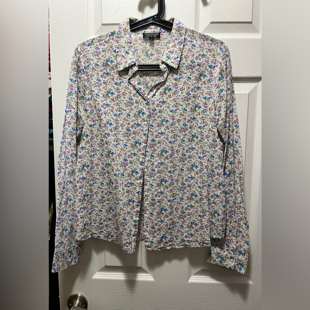 Topshop Flora Casual Button Down Shirt
